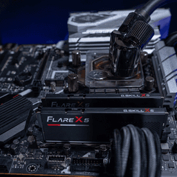 G.SKILL Flare X5 DDR5 32GB memory installed on a high-end AMD motherboard