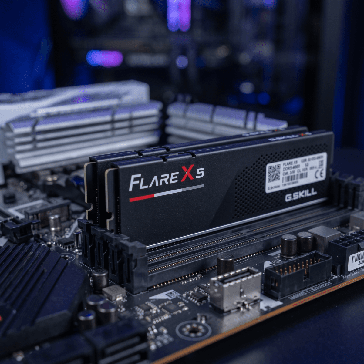 G.SKILL Flare X5 Series DDR5 RAM showcased in a premium NexusPC hardware studio